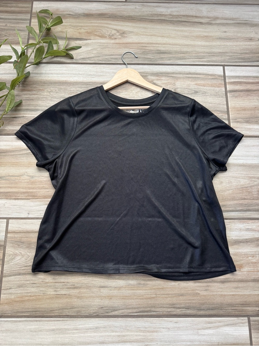 Porridge Clothing Black Sheer Mesh Tee Size L Y2K Minimalist Layering Top